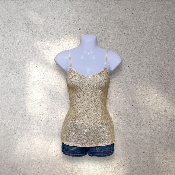 !! SOLD DO NOT BUY !! Express Gold Sequined Cami Top - Picture 1 of 6